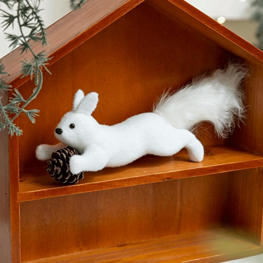 Lightweight Flocked Squirrel Ornaments Plush Texture Dual-use Tabletop Ornament  Xmas