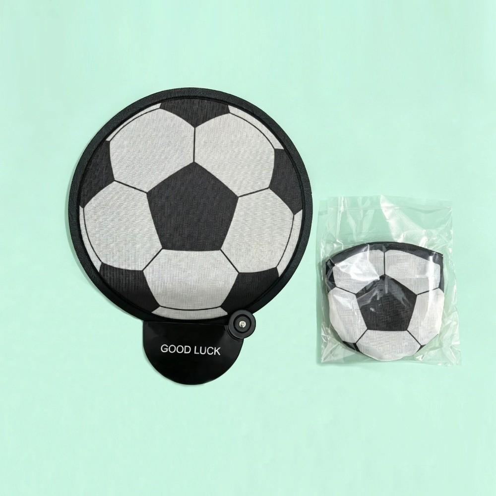 Football Pattern Foldable Hand Fan Pocket Size Round Fan Creative Mini Handheld Fan Daily Use