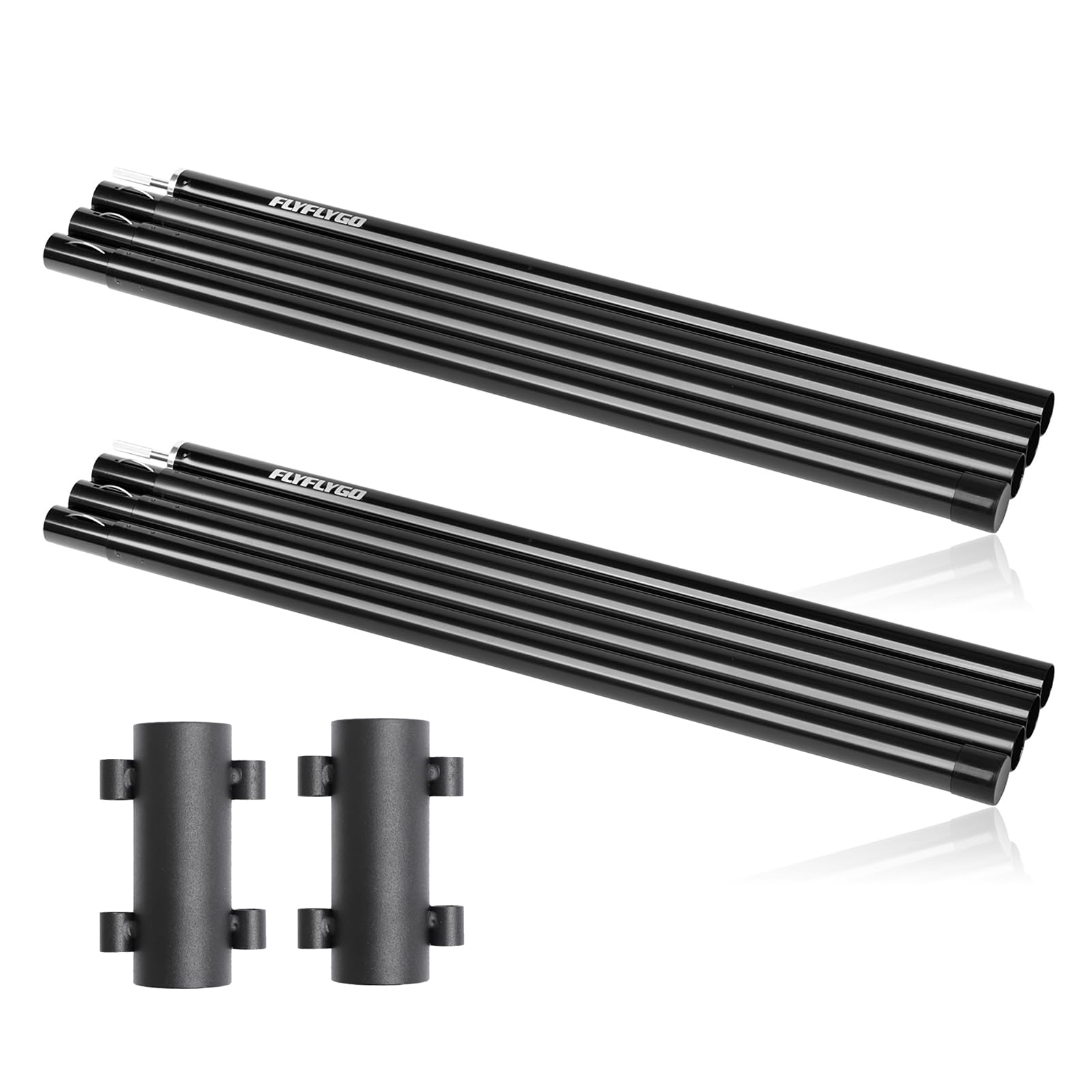 

FLYFLYGO Big Tarp Pole Tent Pole 240cm Aluminum Storage Bag Thickness 28mm connection 2 pieces Split type Tarp pole fixer included 4-section [Black]