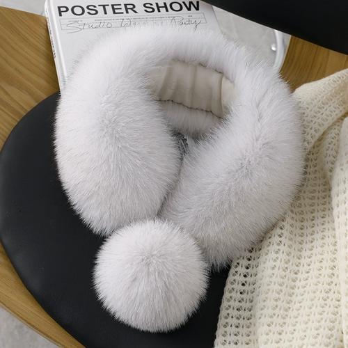 New Product Luxury, Good Quality, Exquisite Fox Hair Wide Version Suction Buckle Scarf, Fur Scarf, Big Ball Warm Scarf