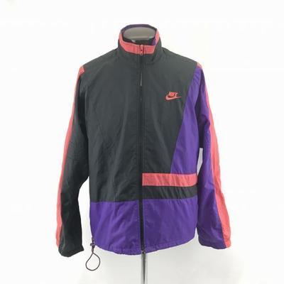 3-Color Nylon Blouson Outer Men S Black Purple Red Adjustable Drawstring Full Zip(USED)