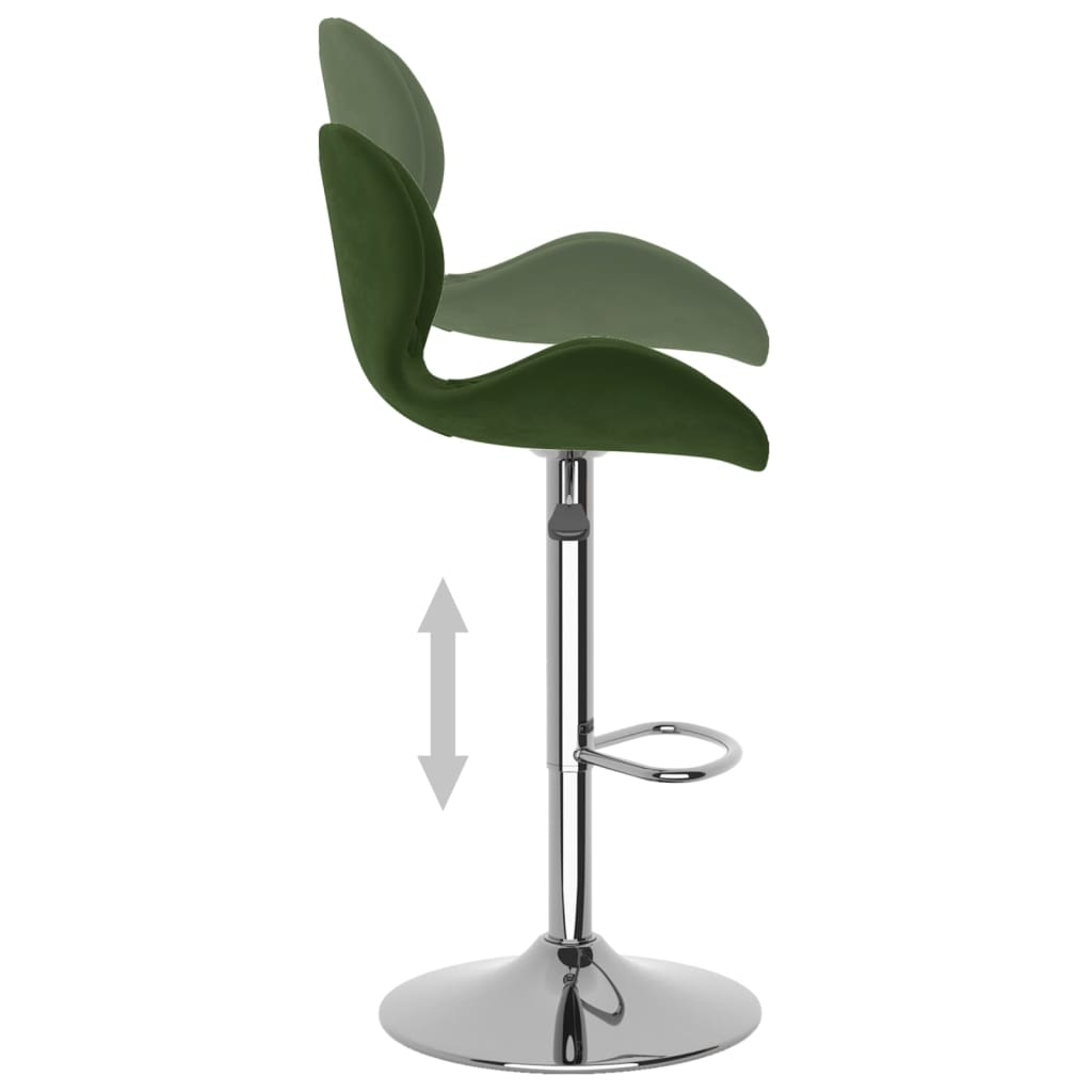 Bar Stool Set of 2 Dark Green Velvet