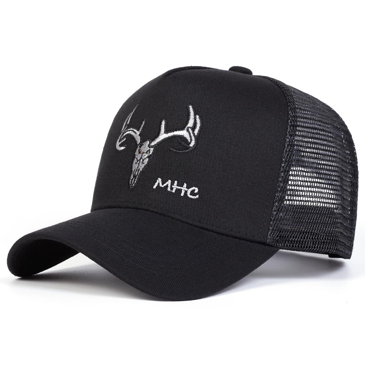 

Унисекс Бейсболки с сеткой и вышивкой «Оленьи рога» MHC, Весенне-летние, для улицы, Регулируемые, Повседневные шляпы, Папина шляпа, Солнцезащитная шляпа чёрный