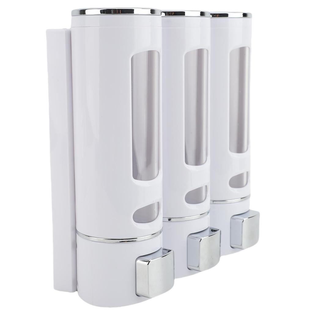 Shampoo Conditioner Dispenser Wall Mounted 3 Chamber Shower Soap Dispenser 400ml Per Bottle 1200ML Capacity Press