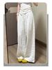 Women's Korean Style Loose Wide-Leg White Pants, Spring 2026 High-Waisted Straight-Leg Design