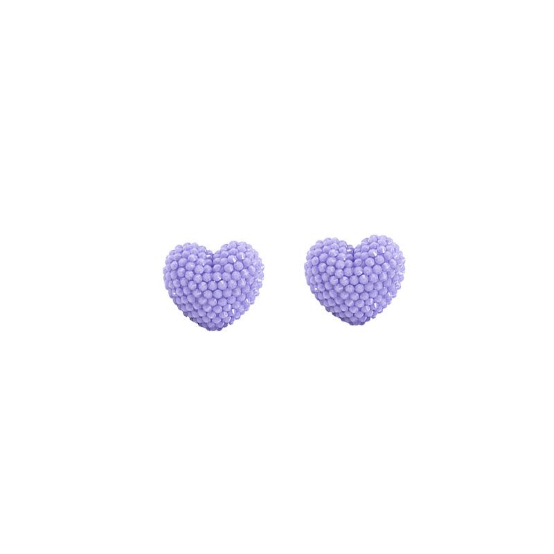 Silver Heart Stud Earrings: Fresh, Simple Geometric Design with Convex Surface and Cute Dangle Style