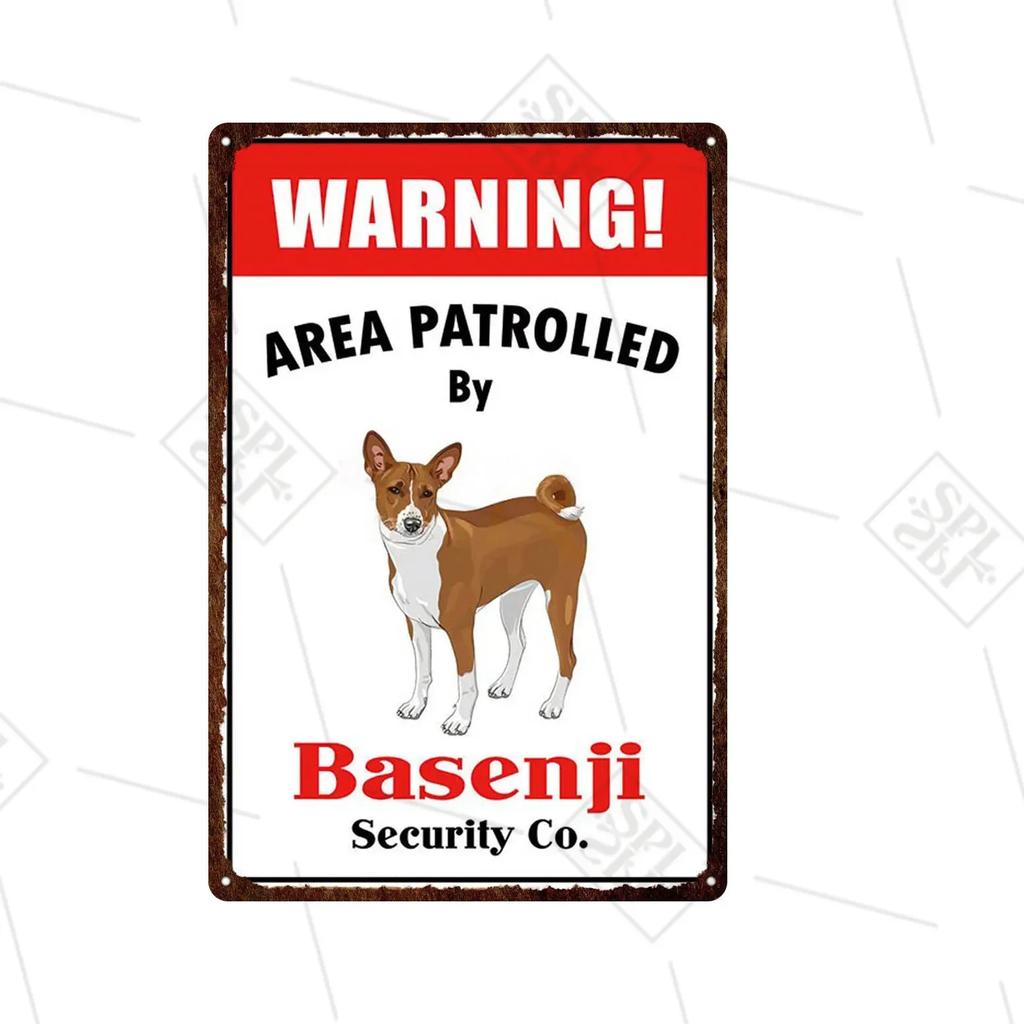 Akita Corgi Dog Breed Metal Sign Beware Of The Dog Warning Sign Pet Shop Wall Decoration Family Doorplate Vintage Tin Plaque