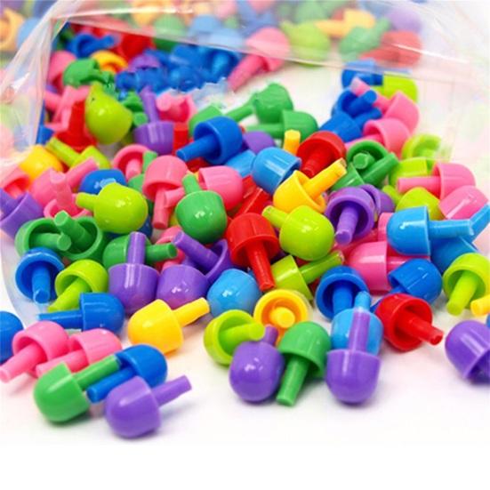 296Pcs Puzzle Multicolored Educational Plastic Mushroom Nail Mosaic Pegboard for Children