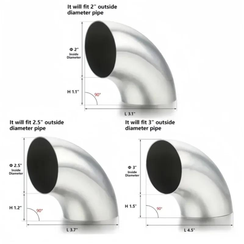 90 Degree Bend Elbow Pipe 201 Stainless Steel tube curve pipe OD 60mm 63mm 76mm