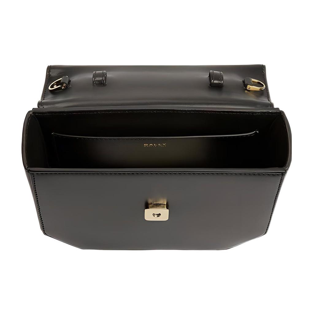 Bally Emblem Gold Logo Hardware Flap Leather Mini Square Handbag Women Handbags Black 6304008