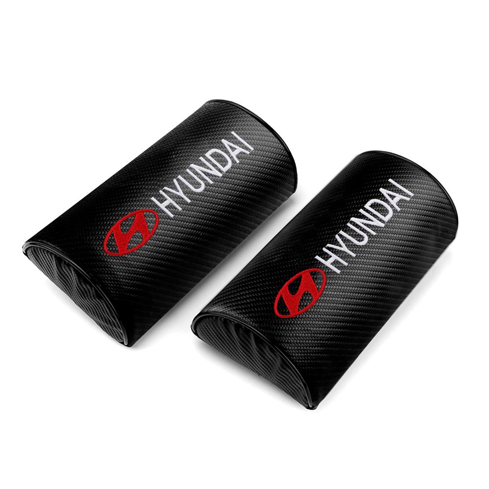 1/2pcs Car Carbon Fiber Neck Headrest Pillow Car Accessories For Hyundai Tucson Solaris I30 Creta Ix35 I40 IX20 Veloster i20 i30 MM14