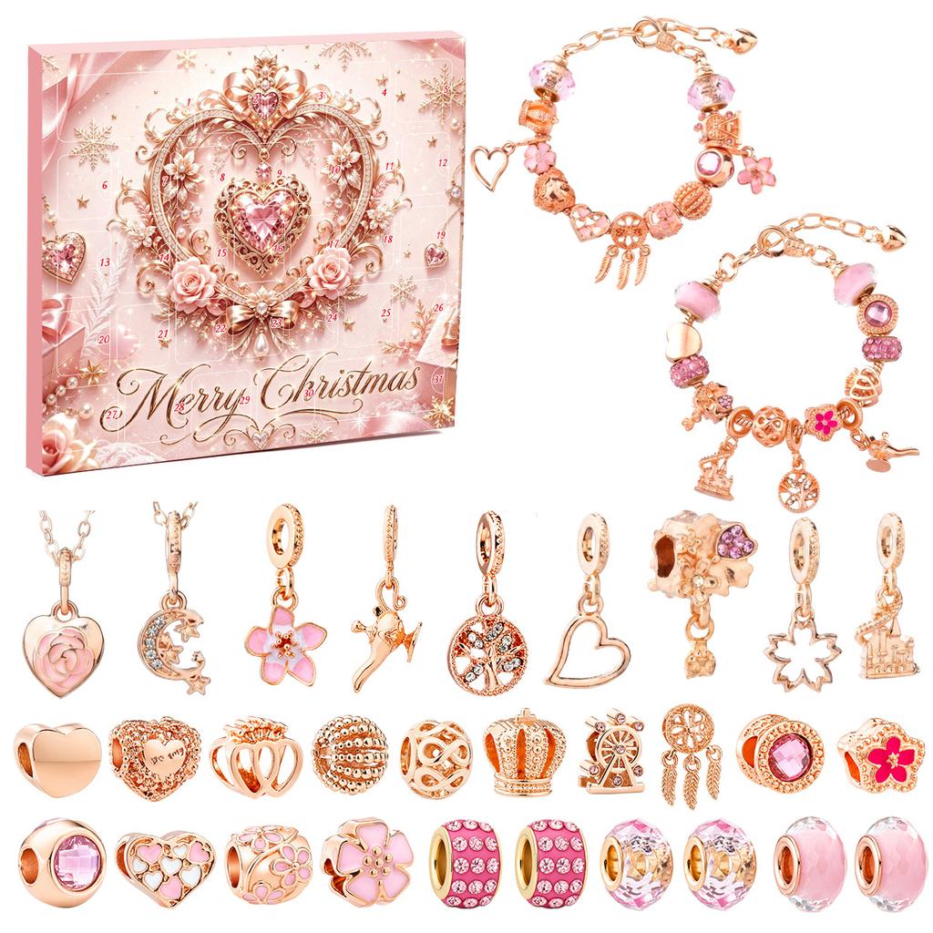 Collana dell'Avvento di Natale Scatola a Sorpresa Orecchini a Bottone Scatola Regalo Foro Gioielli Musicali Scatola a Sorpresa Regalo Calendario del Countdown 24