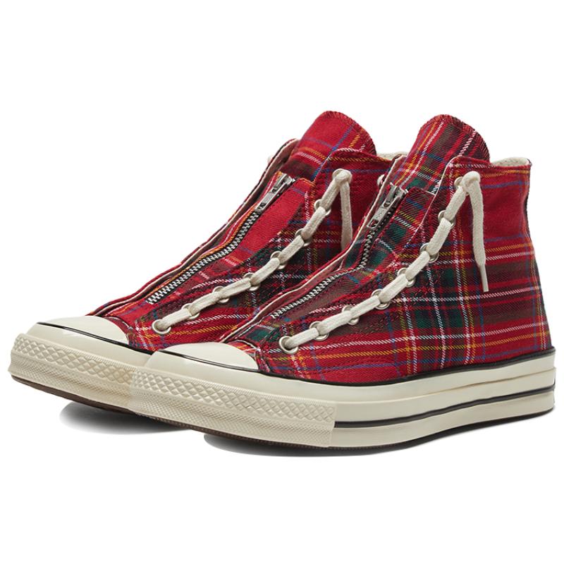 Converse Chuck Taylor All Star 1970s Zip Everyday Versatile High-Top Canvas Shoes Unisex Red Check