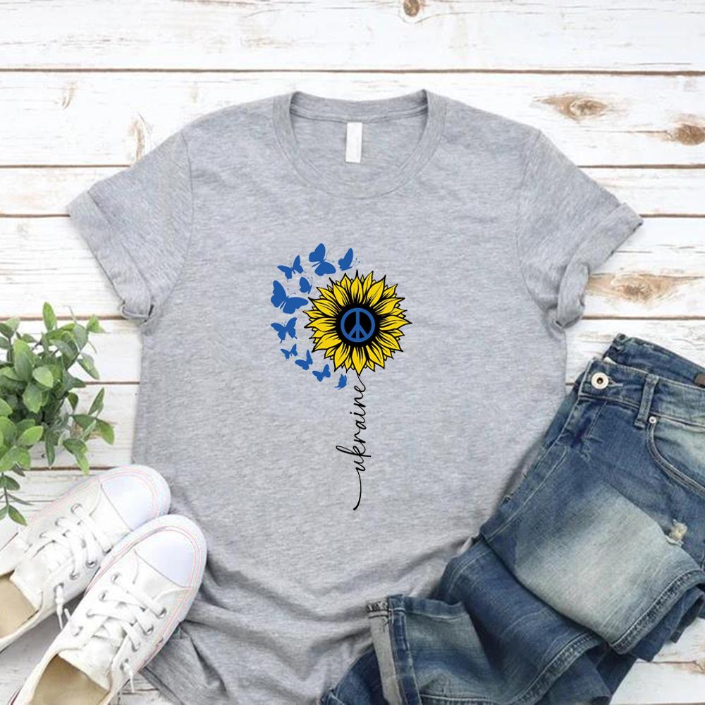Sunflower Ukraine T-Shirt Ukraine Tee Women Short Sleeve Graphic T Shirts Streetwear Casual Round Neck T-shirts Women Clothing