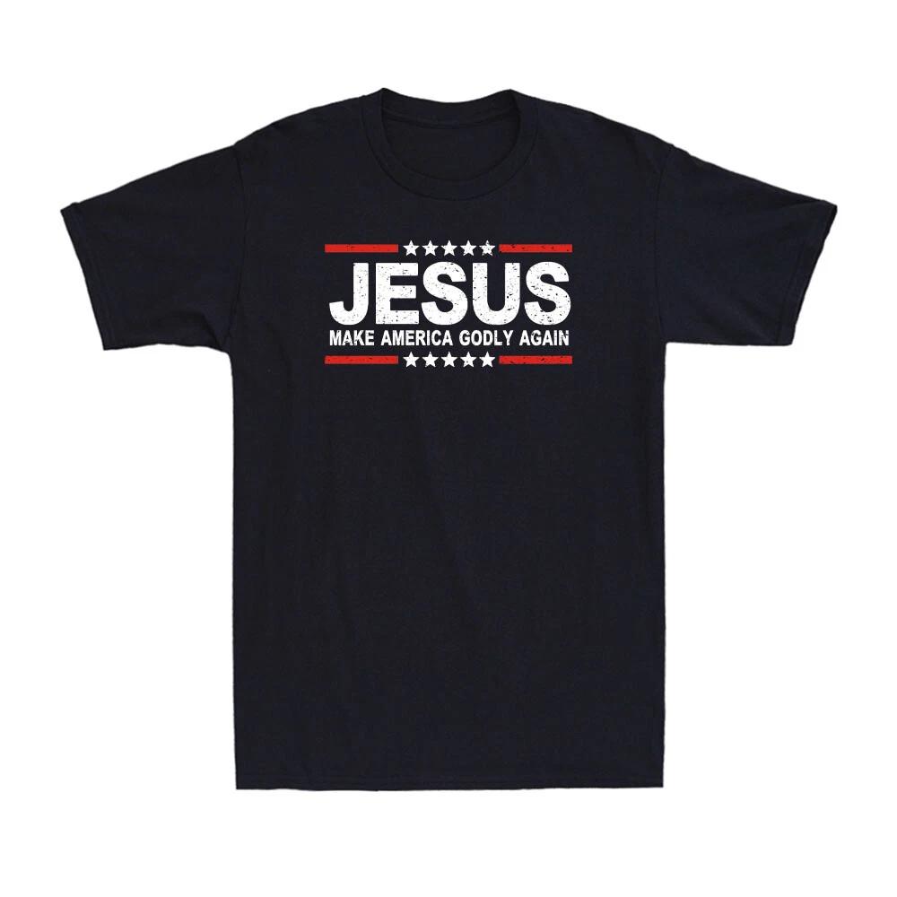 Jesus Make America Godly Again Patriotic Christian Faith USA Retro Men s T-Shirt XXXXL