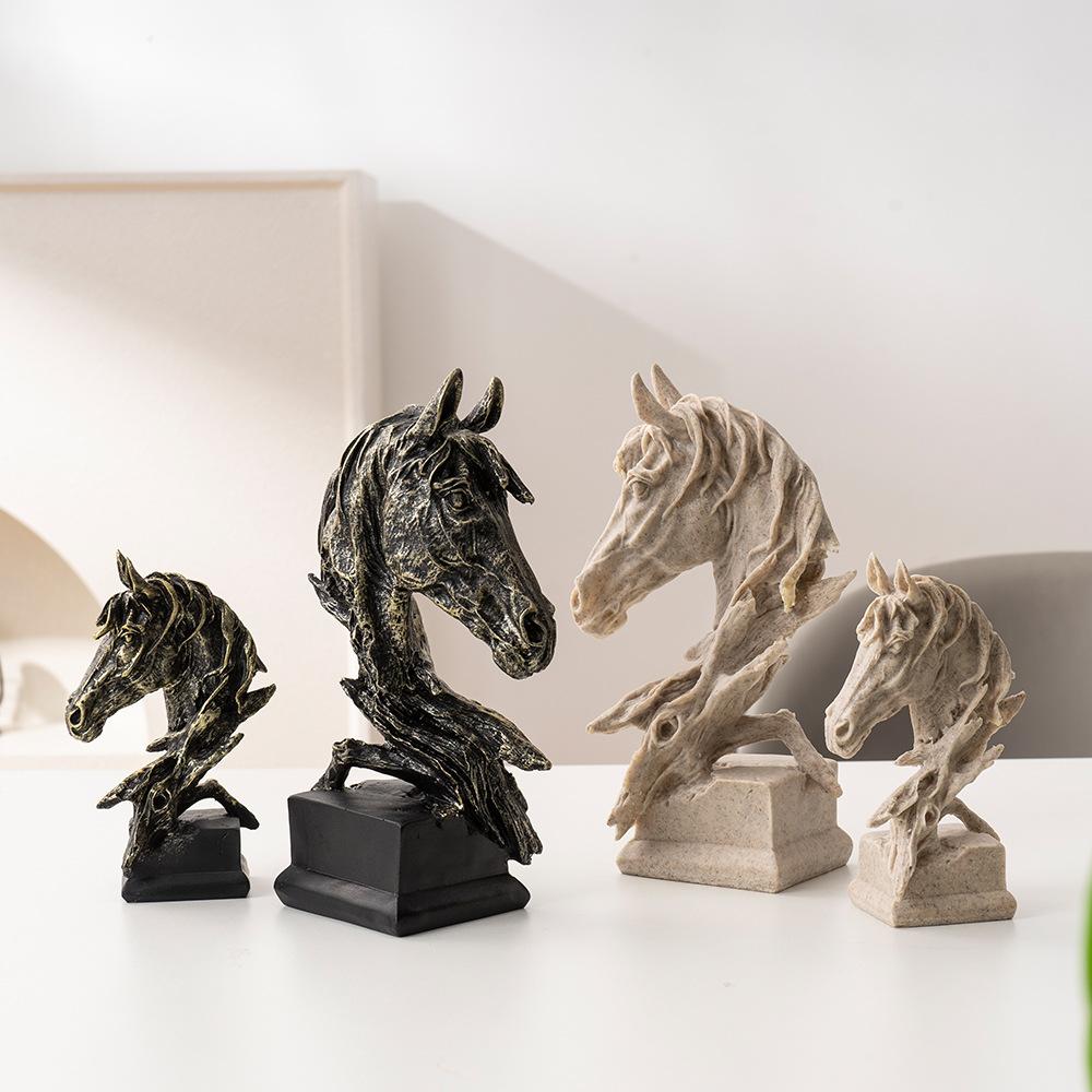 USA Unique Horse Head Ornaments Home Tabletop Accessories Living Room Top Bar Entrance Resin Decoration Crafts Durable