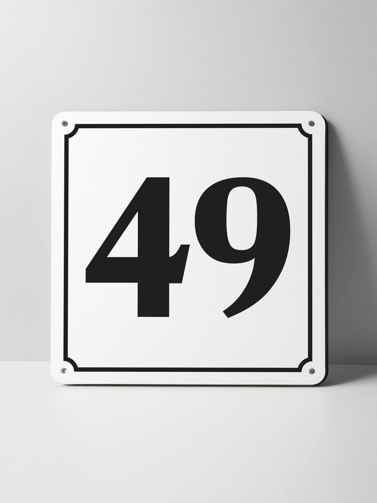 Metal Sign Black House Number On White Background Outdoor Wall Art Decor