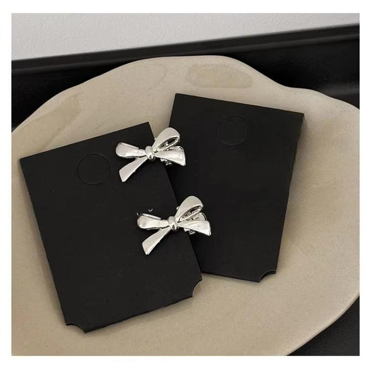 2pcs Sweet Cool Silver Metal Bow Hairpin Side Bangs Clip Broken Hair Hairpin Headwear Girls Women Hair Accessories