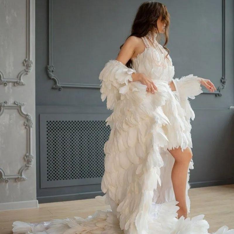 1M 2M Natural Goose Feather Fringe Premium Swan Plumes Ribbon Carnival Costume Dress Decoration Crafts Goose Trim