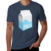 Milk Carton with Blue Design TShirt Classic Crew Neck Cotton TShirt
