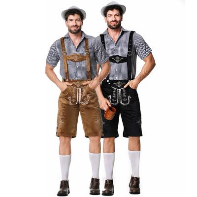 Beer Suit Overalls Set German Beer Suit Party Suit, Plaid Shirt Stage Performance Suit
