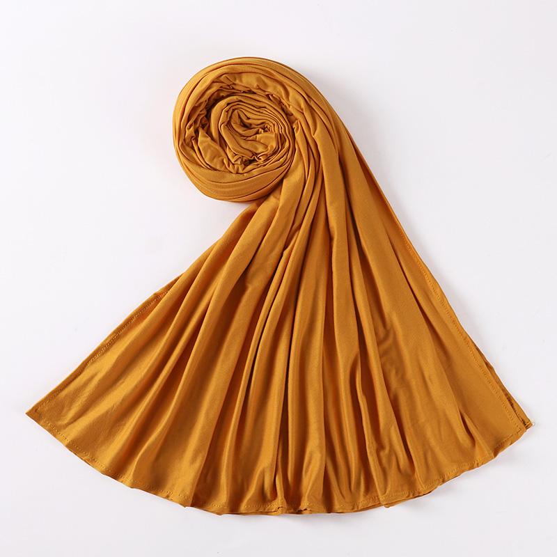 Muslim Plain Cotton Jersey Hijab Scarf Solid Color With Good Stitch Stretchy Soft Turban Head Wraps Shawl Foulard Femme