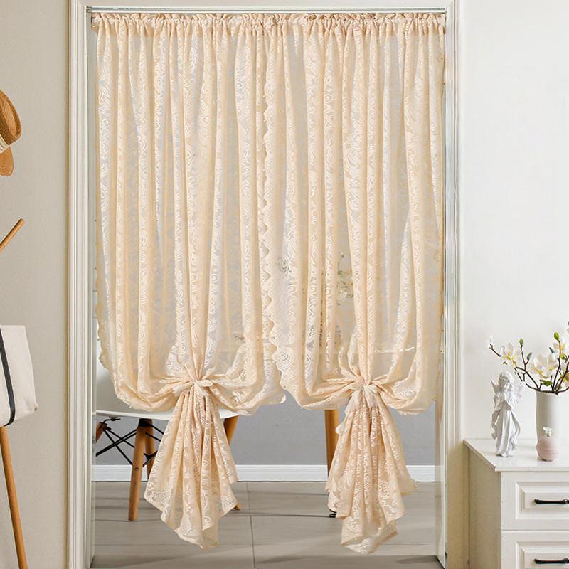 1pc French Lace Floral Curtains Tulle Window Blind Screen Curtain Living Room Luxury European Lace Sheer Curtains Home Decor