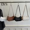 Slim Flat Silhouette Bag Retro Shoulder Women Small Hobo Handbag Zipper Closure Underarm Purse for Phone Keys Party Dating Work