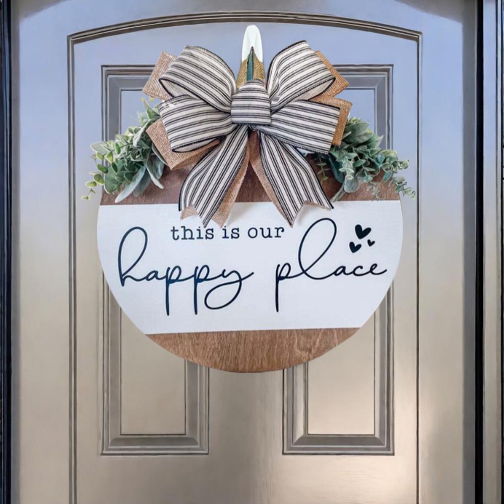 Front Door Farmhouse Wreath: Welcome Sign for Spring & Summer Decor