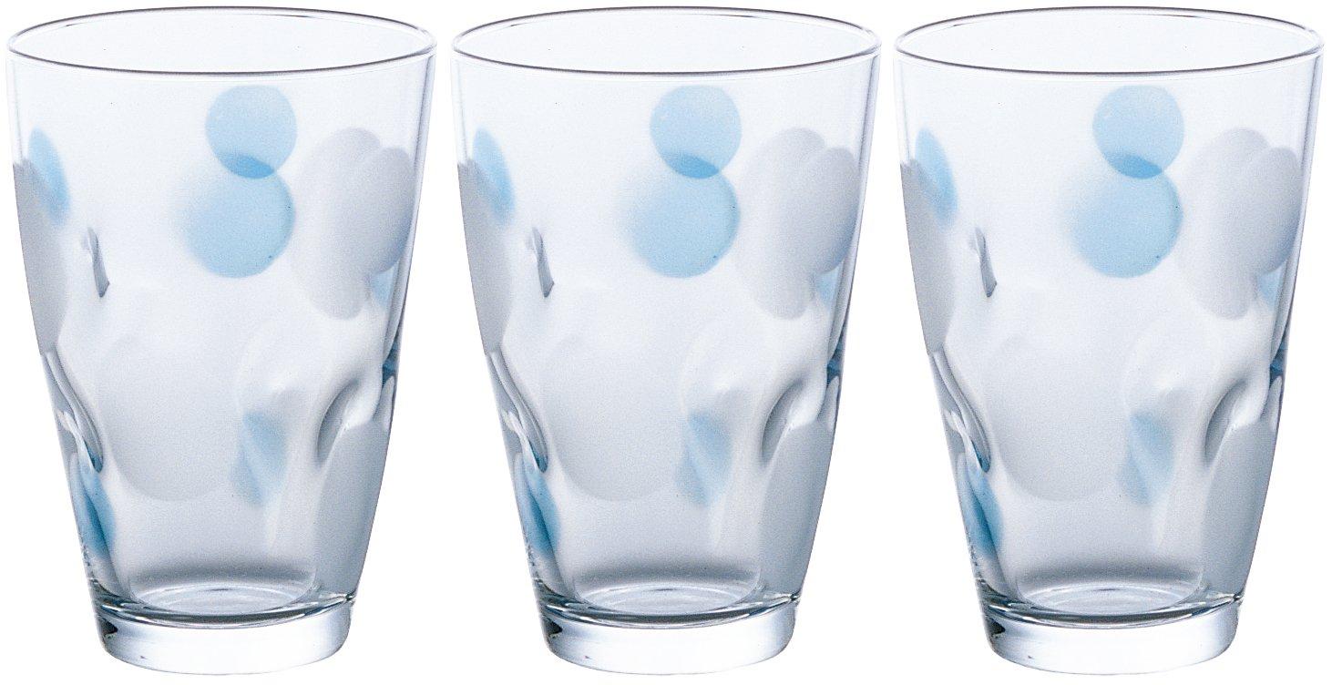 

ADERIA Glass Cup Tumbler Polka Dot Glass 300ml Blue of Made in Japan 9304 [Set 3] синий