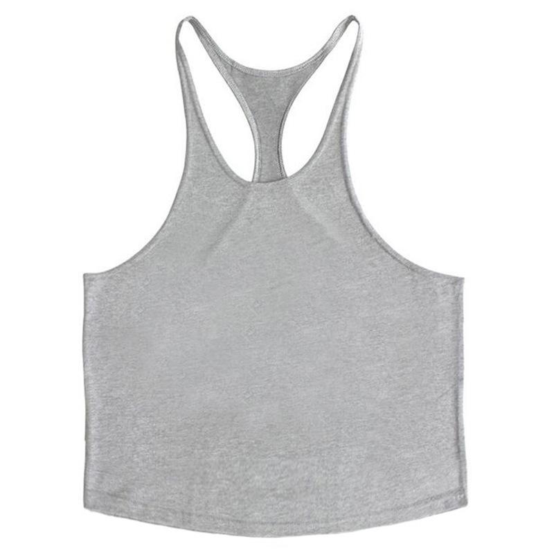 Solid Color Men's Sports Tank Top – Pure Cotton, Y-Back Thin Strap for Bodybuilding Fitness