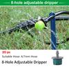 4/7mm Adjustable Dripper Drip Irrigation System Kit 360° Sprinkler Water Flow Transmitter For Garden Courtyard Lawn Flower Bed