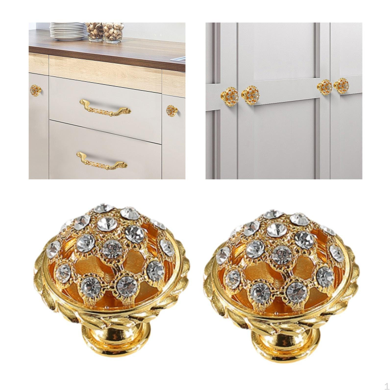 

2 шт. Ручки для шкафов, ручки для комода, элегантная золотая фурнитура класса люкс для шкафов, ручки для ящиков single hole