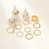 Set di 12 Anelli a Forma di Cuore Colore Oro per Donna Moda Zirconia Cubica Stella Geometrici Anelli da Dito Femminili Semplici alla Moda Gioielli Regali
