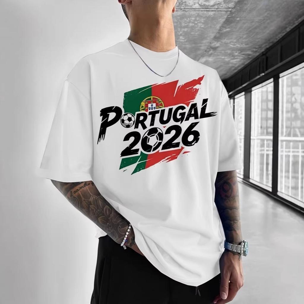 Portugal jersey crew neck short-sleeved T-shirt, suitable for sports training and outdoor sports