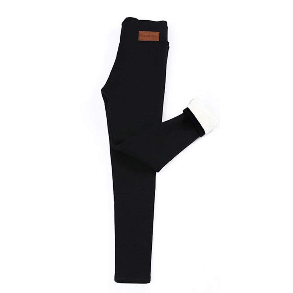 Women Solid Warm Winter Tight Thick Velvet Wool Cashmere Pants Trousers Leggings