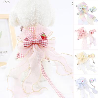 2Pcs/Set Dog Harness Bow Tie Design Soft Texture Not Tight Adjustable Wear-resistant Walking
