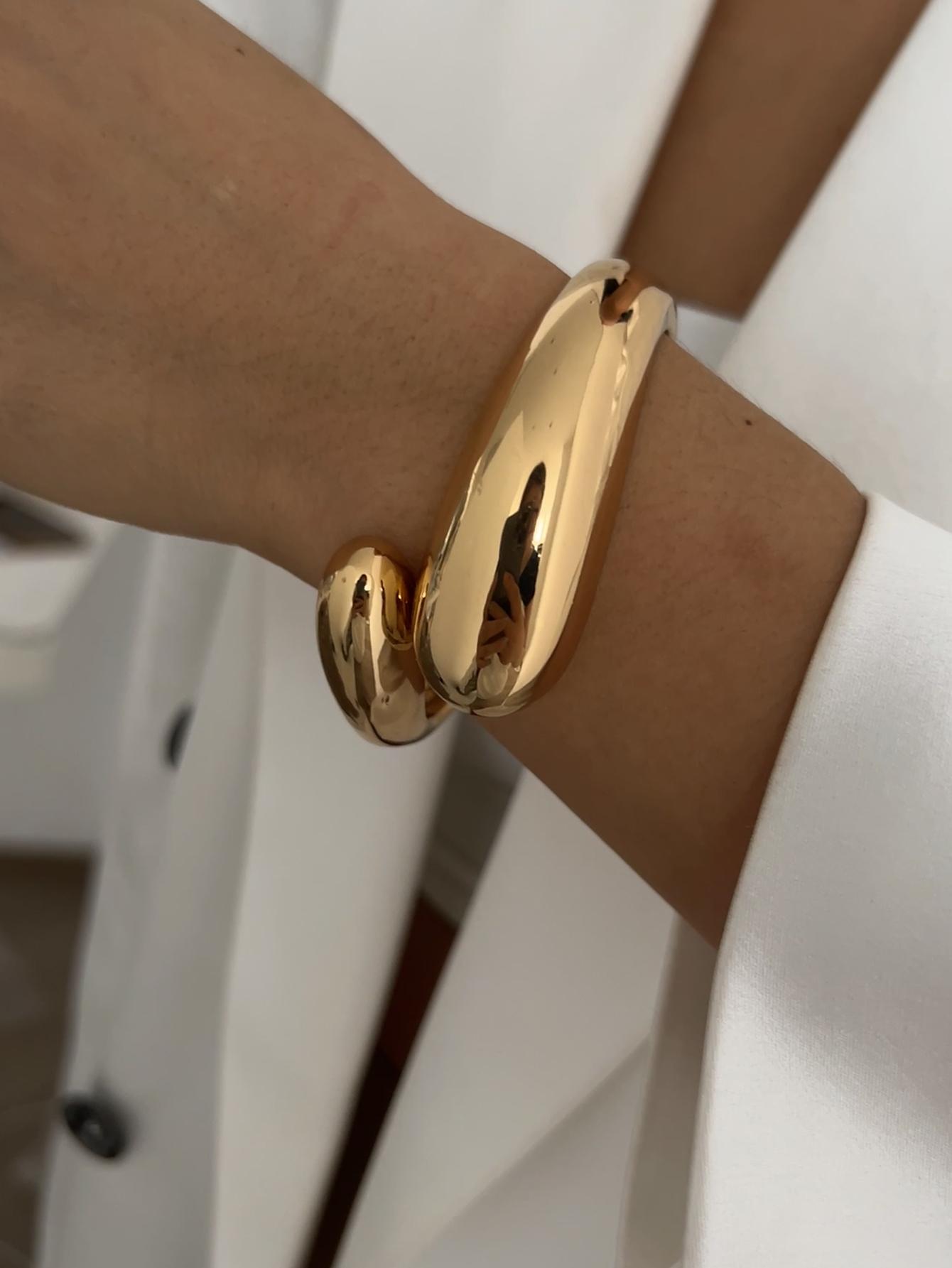 

Ingemark Punk Hip Hop Irregular Metal Bangles for Women 2026 Trend Vintage Gold Color Water Drop Spring Bracelets Men Jewelry