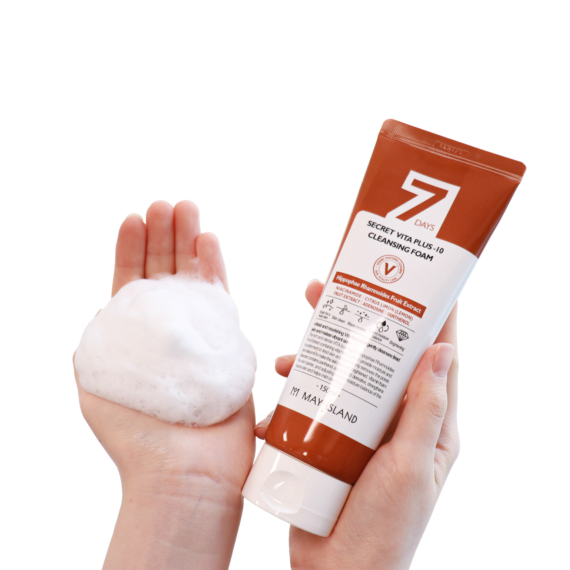 Authentic May Island 7 Days Secret Vita Plus-10 Cleansing Foam (150ml) – Brightening & Deep Pore Purifying Korea Shipping