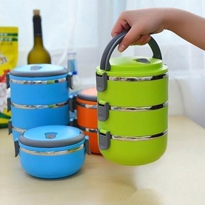 D5 3Layer Stackable Lunch Box Stainless Steel Airtight Insulated Food Storage Container Leakproof Handle Portable Kids Lunch Box