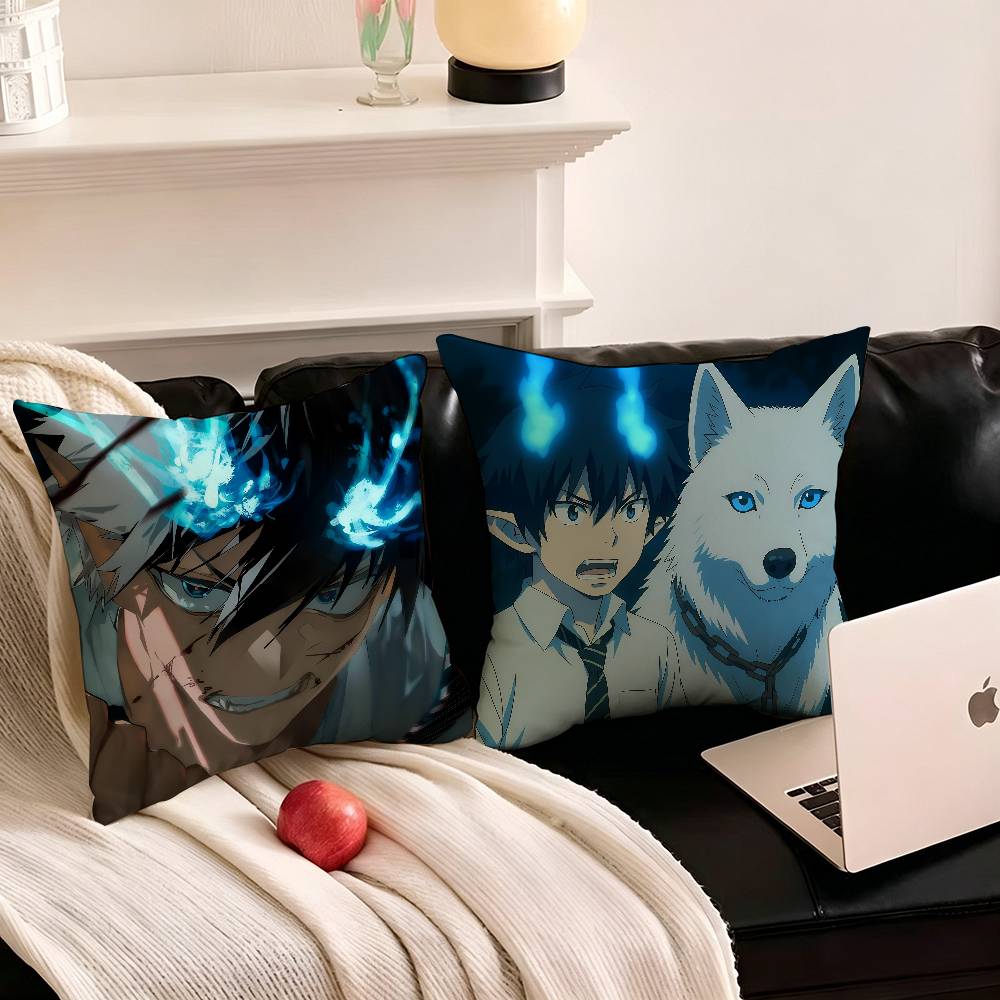 1pc Anime Blue Exorcist Pillow Case Fashion Square Pillowcase Bedroom Sofa Room Ins Decoration Leisure