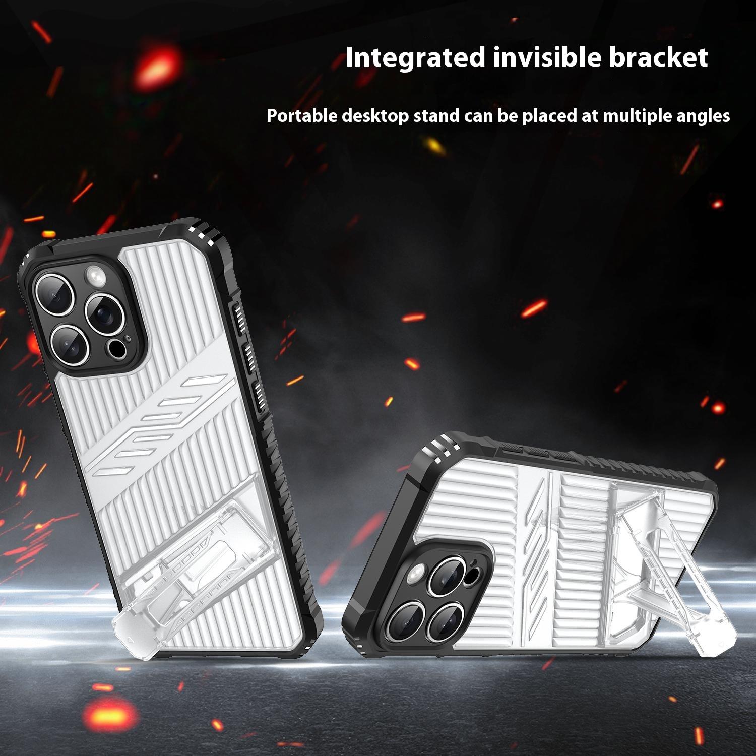 

For iPhone 16 Pro Case Invisible Kickstand PC+TPU Anti Drop Phone Cover Grey
