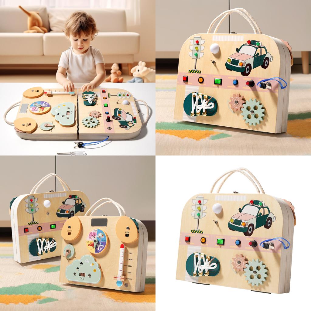 Early Learning Led Busy Board With Wooden Material And Interactive Switch For Preschool Kids