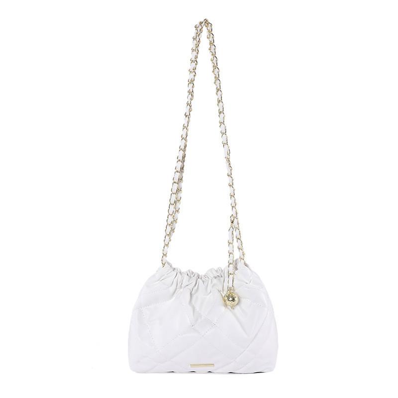 Chic Korean Style Chain Strap Bucket Bag For Women With Diamond Quilting