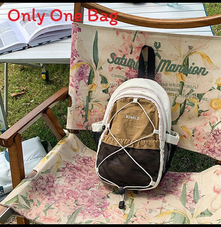 Casual Travel Nylon Drawstring Backpack With Color Block Splicing For Womens Hiking And Day Trips