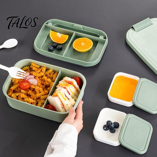 Scatola Multiuso per Conservazione in Cucina a Doppio Strato per Pranzo con Contenitore per Salsa e Stoviglie, Ermetica Impilabile per Alimenti Grande Capacità Bento per il Lavoro