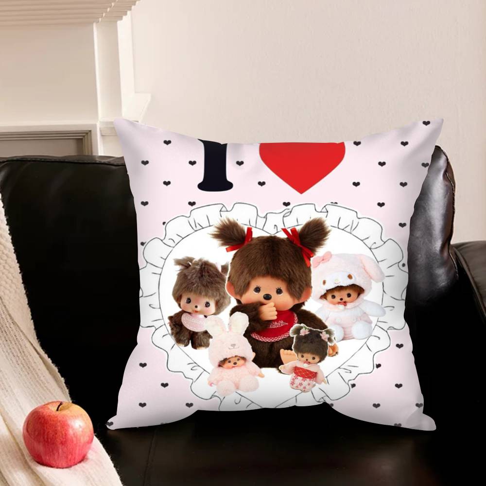 Cute M-Monchhichi-I Pillowcase For Sofa Room Office Decor Printing Protector Cushion Cover Valentine Gift Custom