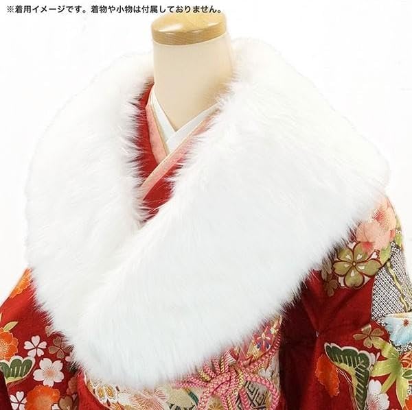 Kyoto Usagido Flauschiges Kunstfell für und Perfekt für White Box Schal/Stola Kimono, Erwachsenenzeremonien, Partys, Wärme, sh-015 (sh-015 Weiß)