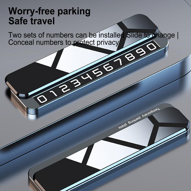 Universal Metal Car Temporary Parking Card Sliding Hiding Display Phone Number Plate Park Stop In Car-styling Auto Accessories