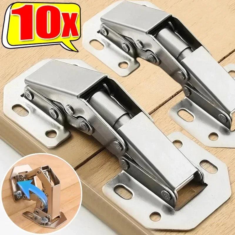 10/2PCS Stainless Steel Cabinet Hinges 90 Degree No-Drilling Hole Cupboard Door Buffer Hinge for Home Kitchen Furniture Hardware